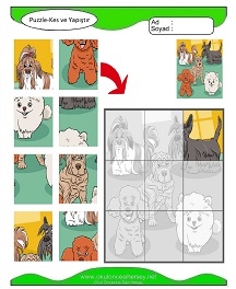 Puzzle Kes Yapıştır Çalışma Sayfaları